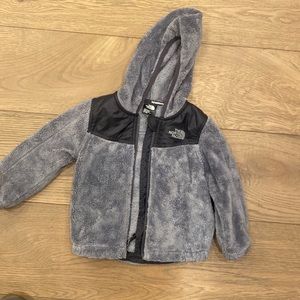 The northface gray soft fleece zip up jacket.